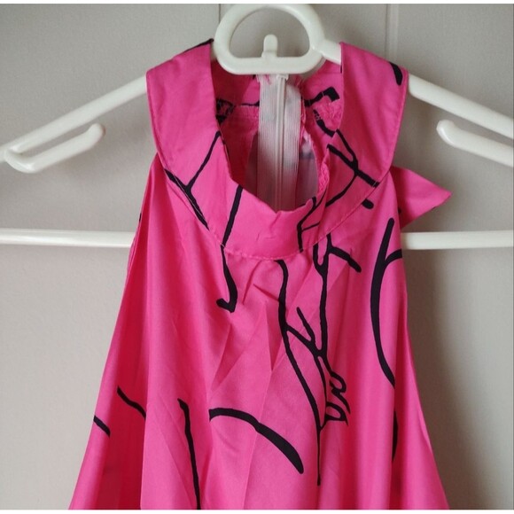 Bold & Beautiful Hot Pink Abstract Halter Jumpsuit – Size Medium - Picture 4 of 7